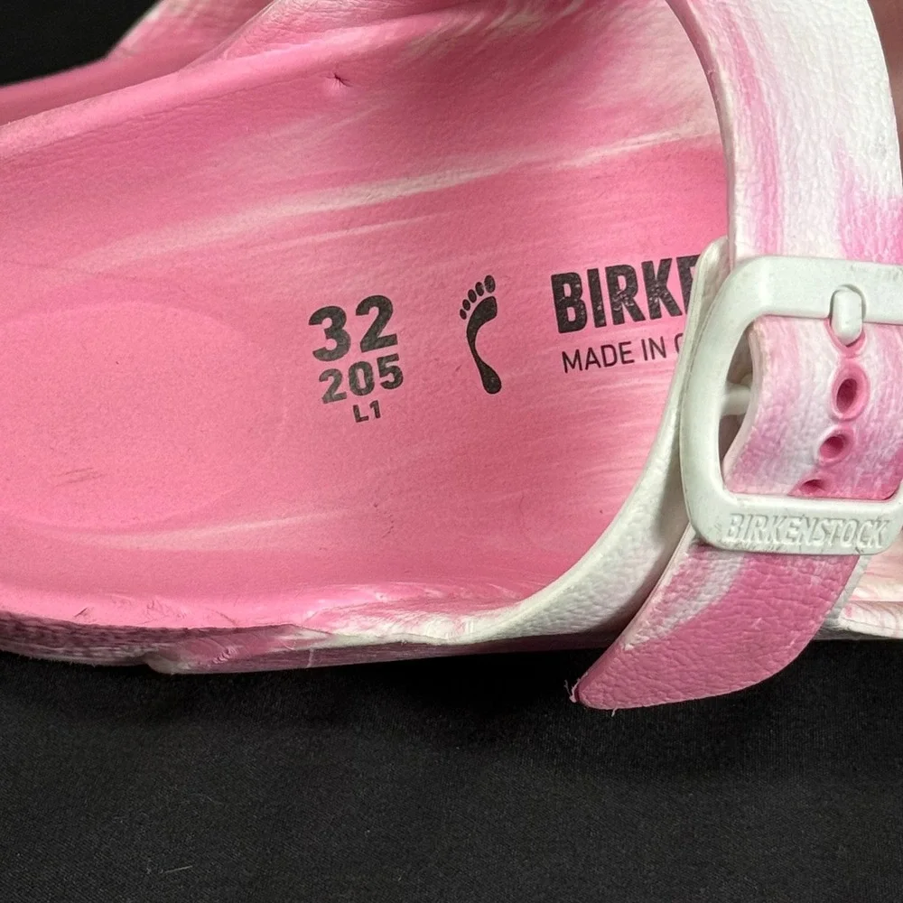 Birkenstock Arizona EVA Youth Sandals Candy Pink White Marble Slides Size 32